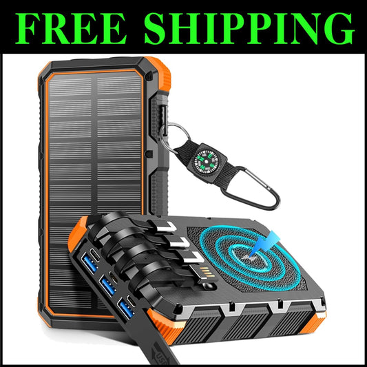 Premium 49800mAh Wireless Solar Charger – Multi-Device Fast Charging Power Bank