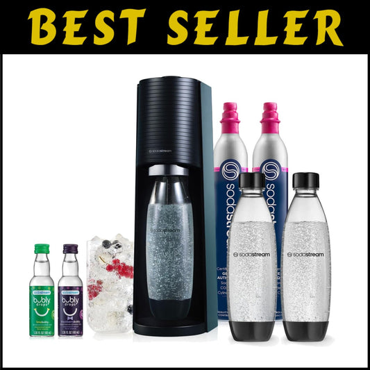 Eco-Friendly Sparkling Water Maker Bundle in Black - Create Custom Fizz at Home