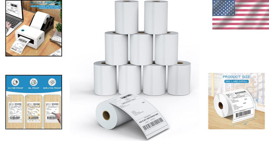 Waterproof 4x6 Self-Adhesive Labels, 10 Rolls of 250 for E-commerce Shipping