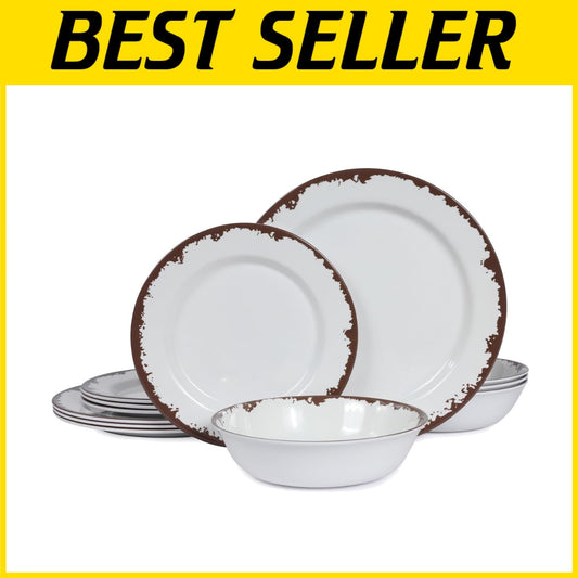 Dishwasher Safe Off-White 12-Piece Melamine Serving Sets for All Occasions
