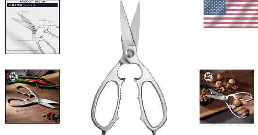 Professional Stainless Steel Kitchen Scissors - Multi-Purpose, Ergonomic Design