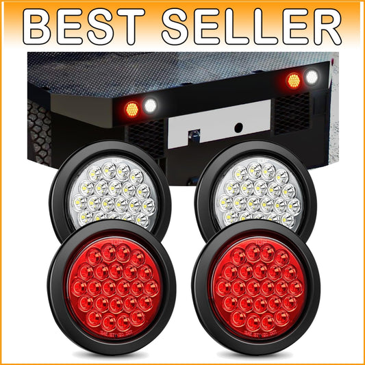 Dual Mode 4-Inch LED Tail & Turn Signal Lights for Trucks & Trailers - Set of 4