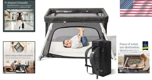 Certified GreenGuard Lotus Portable Crib - Safe Travel Bed for Babies & Toddlers