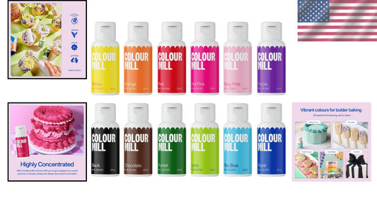 12 Color Kickstarter Pack Oil-Based Food Coloring - Perfect for Cake Decorating