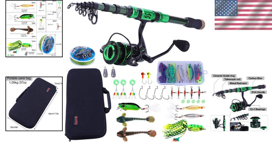 Lightweight 5.91ft Fishing Rod & Spinning Reel Kit with Carrier Bag - Ideal Gift