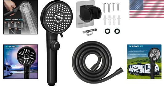 Comfort & Convenience: High-Pressure 5-Mode Shower Head for RVs with Hose Clamp