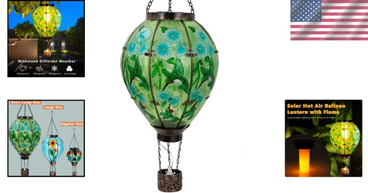 Colorful Solar Hot Air Balloon Lantern - 800 Lumen Decor for Romantic Evenings