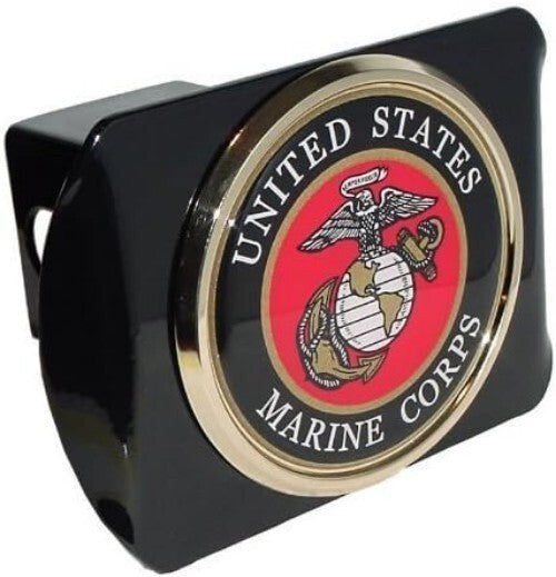 Officially Licensed USMC Gold Plated Hitch Cover Fits 2" Trailer Receivers