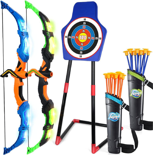 Durable LED Kids Archery Set with Quivers - Fun Outdoor Activity for Ages 5-7