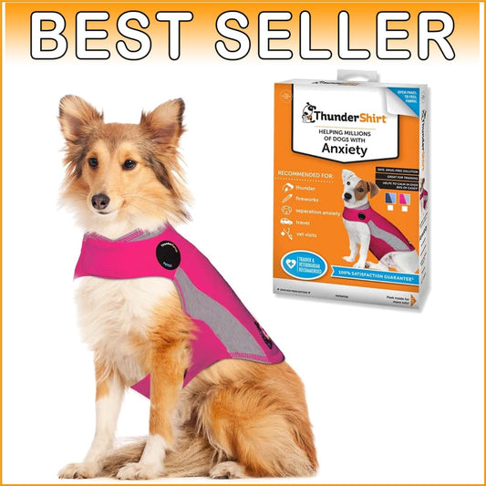 Large Pink Dog Anxiety Jacket - All Breed Support for Stress Relief (41-64 lbs)