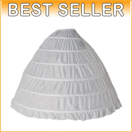 Plus Size & Regular Tiers 6 Hoop Wedding Crinoline Petticoat - Floor Length