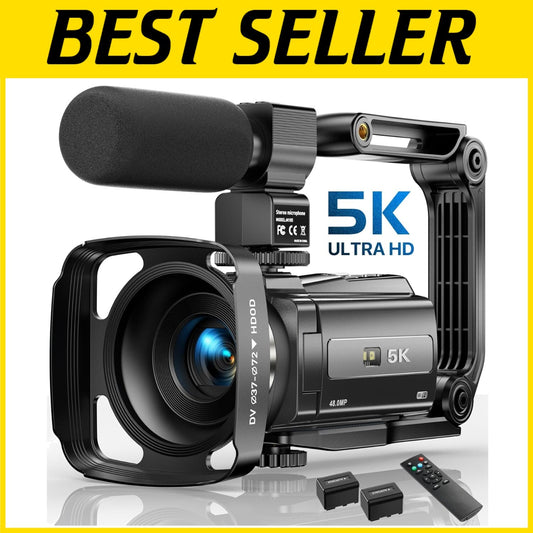 5K Video Camera with 48MP Resolution & Night Vision for YouTube Vlogging