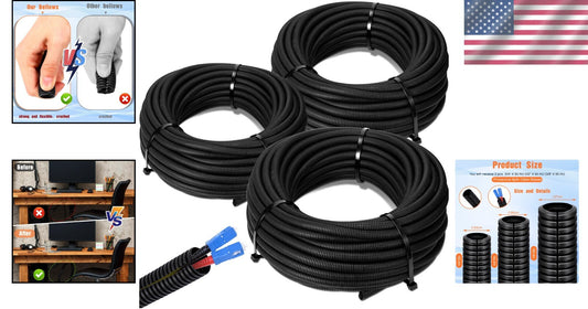 Flexible Electrical Conduit Assortment: 1/4, 1/2, 3/8 x 50 Ft Wire Loom Kit