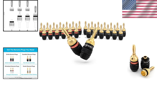 14 Pairs of Gold-Plated Deadbolt Banana Plugs - Quick Connect Audio Solution