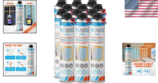 12-Pack Heat Insulation Spray Foam - Fast Curing Polyurethane for All Projects