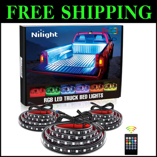 3PCS 60-Inch RGB LED Truck Bed Light Strip Kit with Remote Control - Waterproof