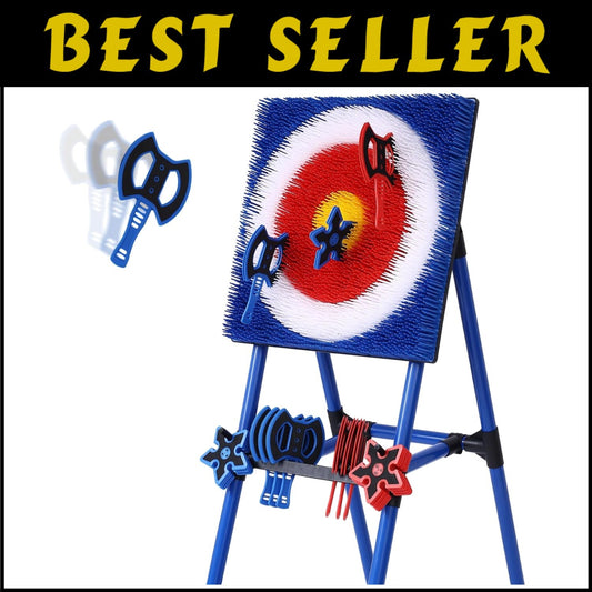 Ultimate Axe Throwing Game Set - 8 Foam Axes & Adjustable Bristle Target
