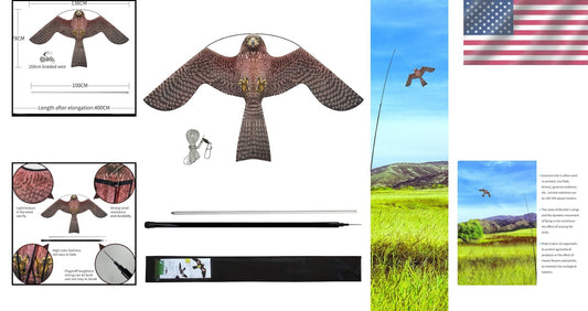 Durable Red Bird Scarer Flying Kite with Multi-layer Construction - 2 Piece Set
