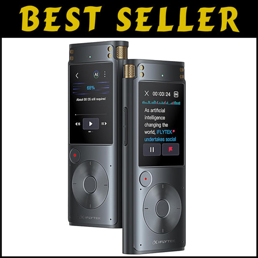 AI Voice Recorder with 5-Language Transcription & Noise Reduction - Compact Size
