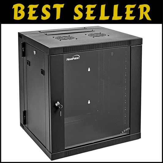 12U Server Cabinet with Locking Glass Door - Durable & Space Efficient Design