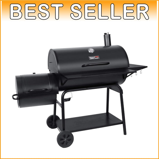 Durable Barrel Charcoal Grill with Side Smoker - 1200 Sq. in. Cooking Space