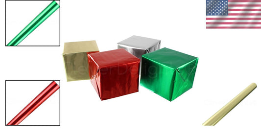 Assorted Metallic Gift Wrap - 4 Rolls Total, 250 Sq Ft - Perfect for Holidays