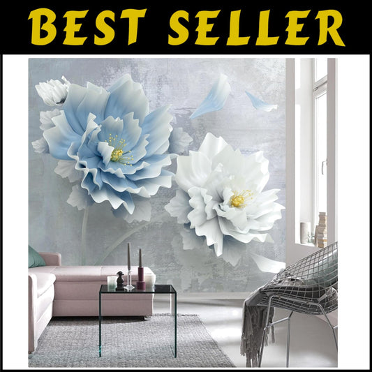 Luxury Blue Floral Silk Wallpaper Mural – Perfect for Bedrooms & More