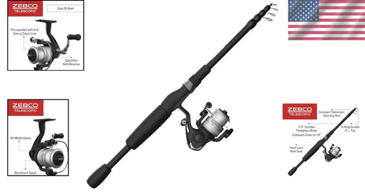 Compact Telescoping Fishing Combo: 33 Spinning Reel with 5ft Rod for All Anglers