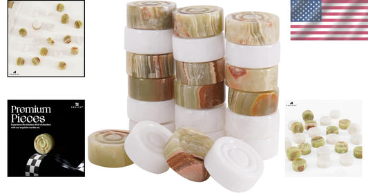 Elegant Onyx Marble Checkers Pieces - 1.25'' Handmade Luxury Game Accessories