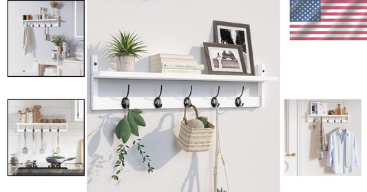 Versatile Wall-Mounted Coat Rack with Shelf - Ideal for Entryways & Bathrooms