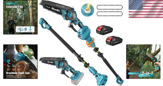 Extendable 10ft Electric Pole Saw - 6'' Mini Chainsaw with Dual Batteries