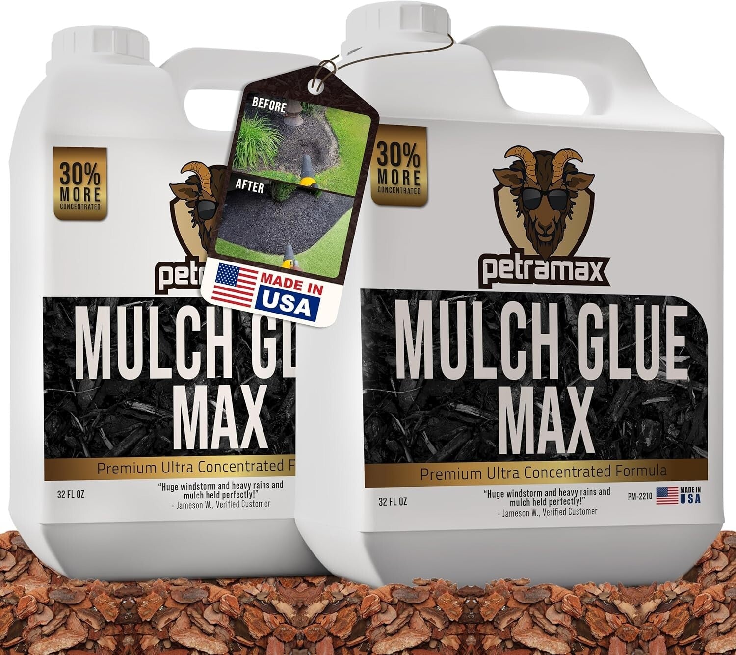 Concentrated Landscape Rock and Mulch Glue - Pet Safe & Durable, 64oz Pack