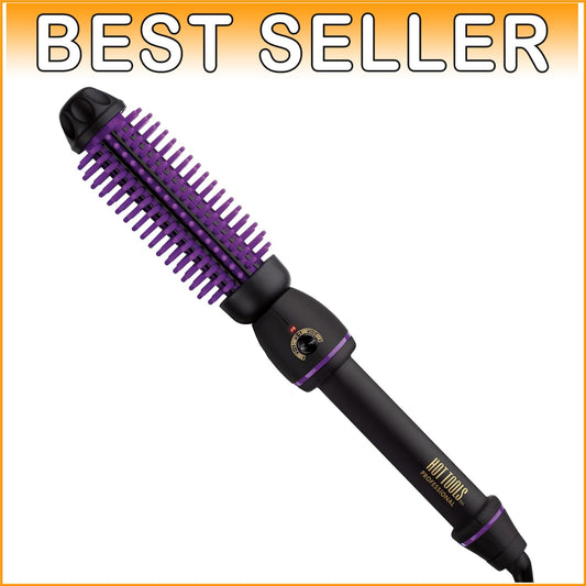 1-Inch Silicone Heated Brush Styler with Adjustable Heat for Effortless Volume