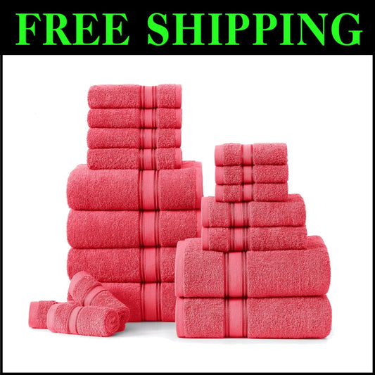 Sumptuous 18-Piece Bath Towel Set - Super Soft & Highly Absorbent Honeysuckle