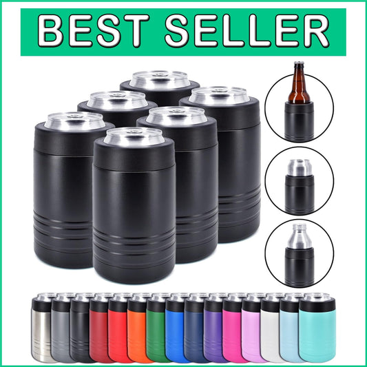 Double Wall Insulated Beverage Holders - 12 oz Can & 16 oz Bottle, 6 Pack