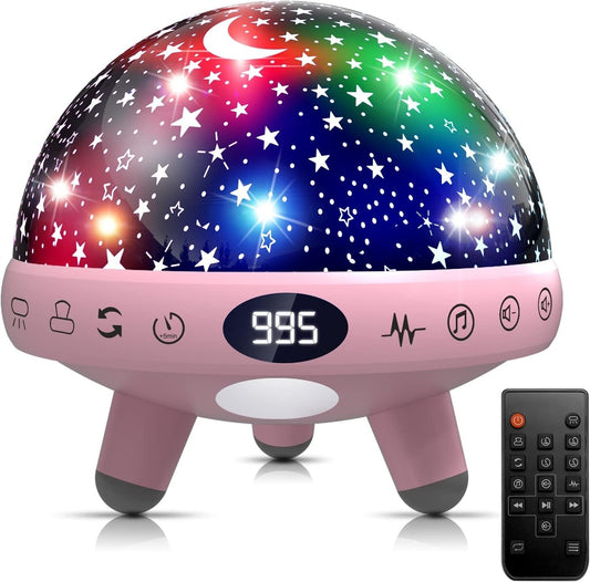 Elegant Star Projector Night Light and White Noise Machine for Kinder Sleep