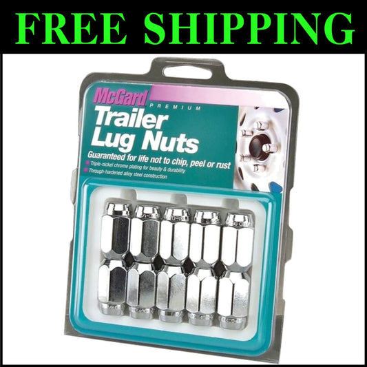 Tough Chrome-Plated Trailer Lug Nut Set with Cone Seat Style - 1/2-20 Threads