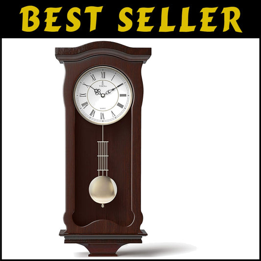 Classic Battery-Operated Pendulum Wall Clock - Silent & Decorative for Home
