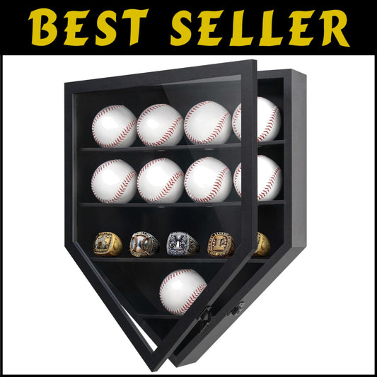 Premium 12-Ball Baseball Display Case with Polished Plexiglass - Black Finish