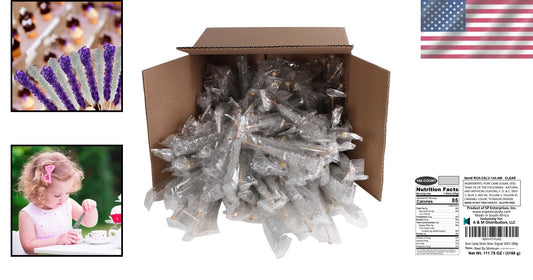 144 Count Original Flavor Rock Candy Sticks - Perfect for Showers & Receptions