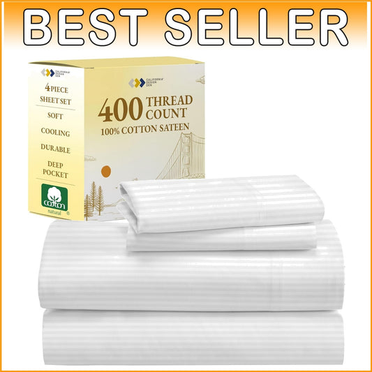 Elegant 4-Piece King Size Stripe Sheet Set - Durable, Easy Care, and Luxurious