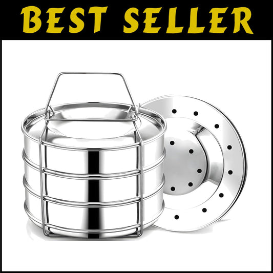 3 Tier Stackable Stainless Steel Insert Pans for 6 Qt Instant Pot Cooking