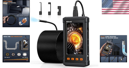 Waterproof Snake Borescope Camera - 4.3" IPS Screen for Pipe & Sewer Inspection