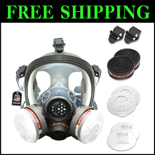 Heavy-Duty Full Face Respirator Mask with Dual Filters for Industrial Safety
