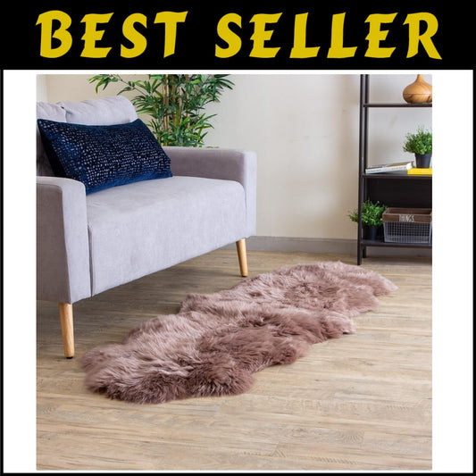 Luxurious 2' x 6' Genuine Sheepskin Rug - Soft & Natural Tan Area Decor