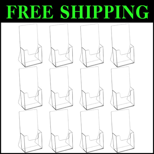 Durable Clear Acrylic Flyer Holders - 12 Pack, Slant Back for Standout Displays