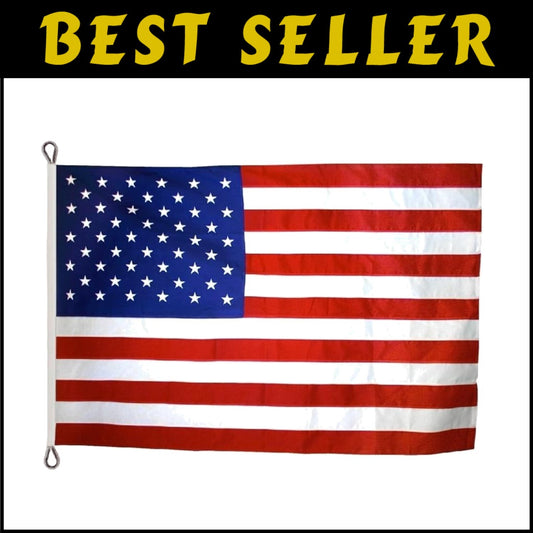 Proudly Made in USA - 10 x 15 ft Nylon American Flag with Embroidered Stars