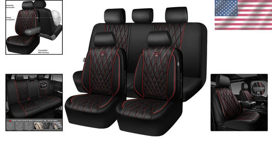 Diamond Stitched Luxury Seat Covers Set - Waterproof & Ergonomic for Comfort