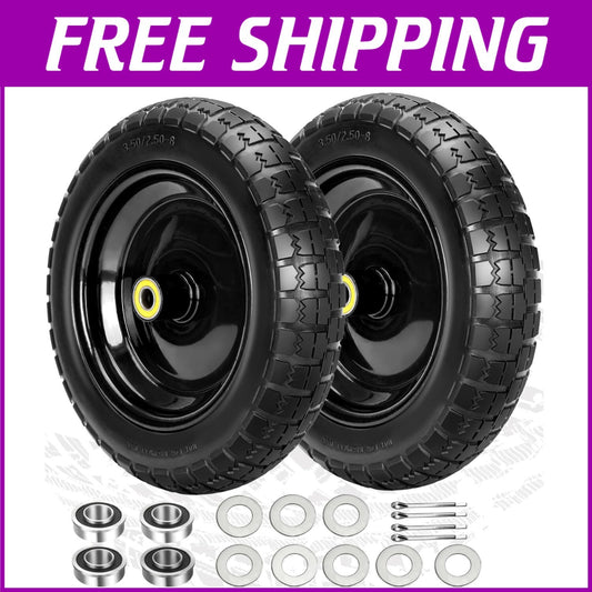 Flat-Free 13” Garden Cart Tires with Enhanced Friction - Maintenance-Free Travel