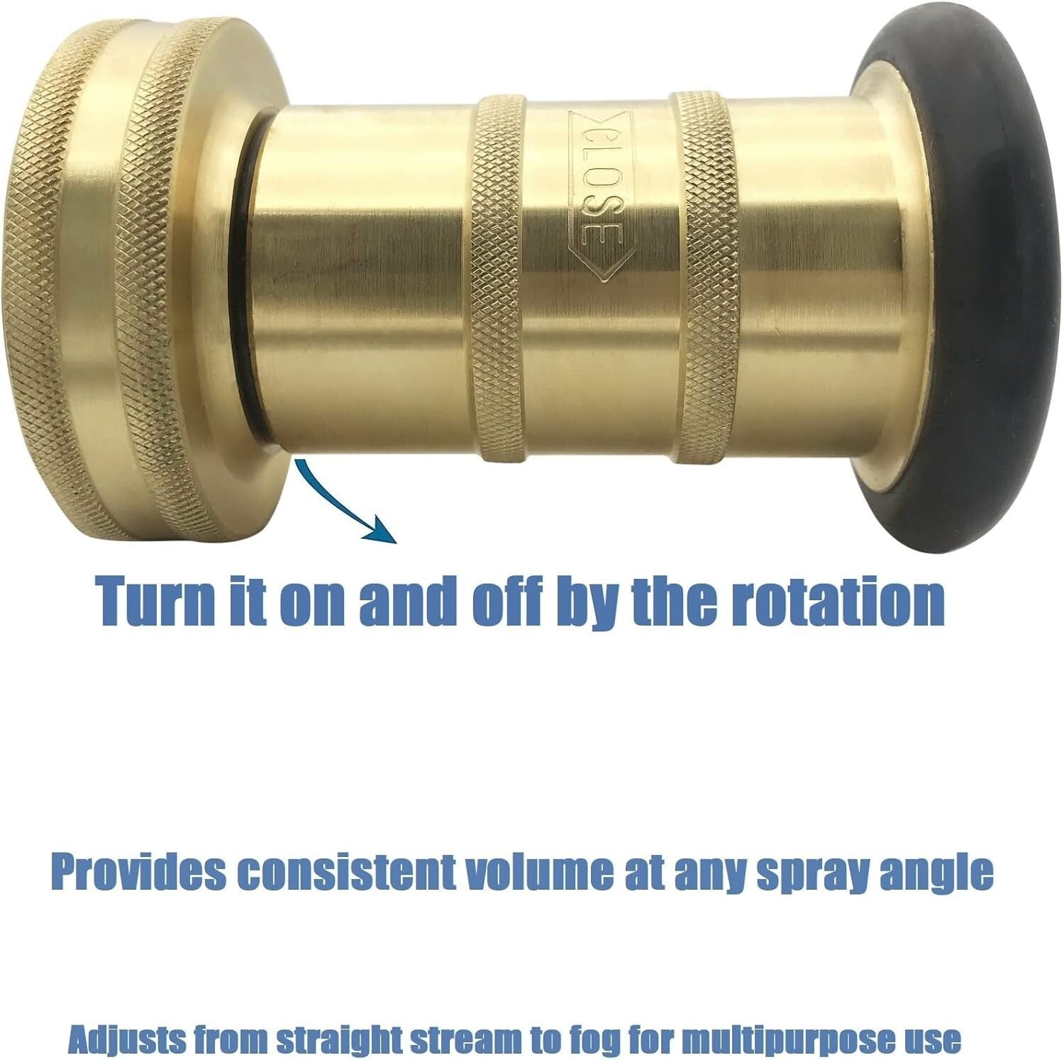 2" NPSH Brass Fire Nozzle with Fog & Stream Control for Industrial Use